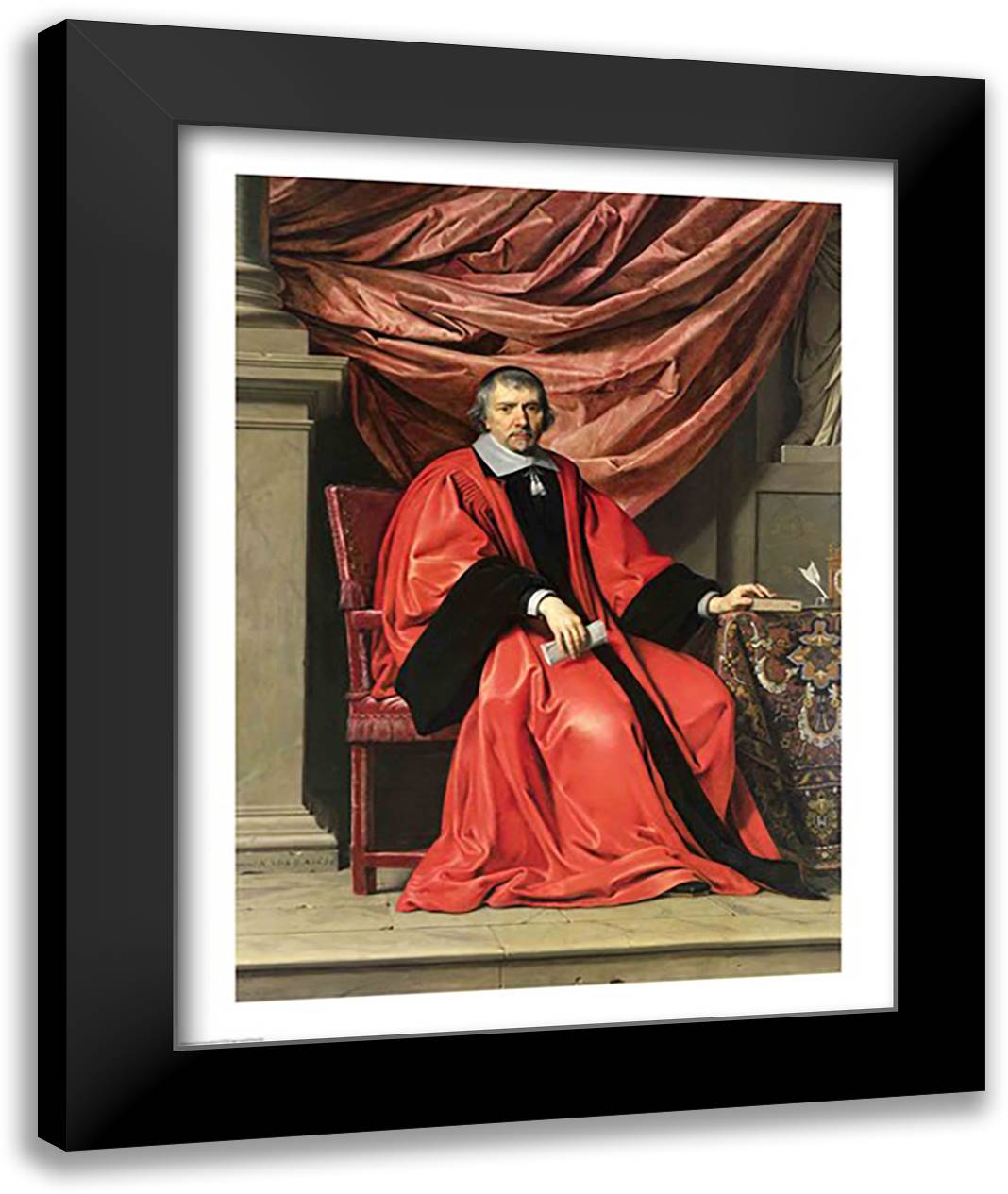 Omer Talon, 1649 22x28 Black Modern Wood Framed Art Print Poster by Champaigne, Philippe De