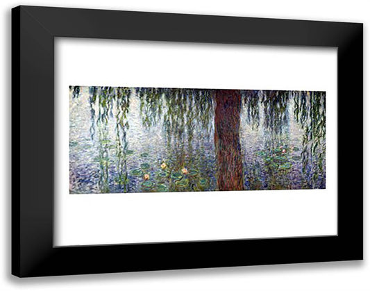Waterlilies: Morning with Weeping Willows, detail of the left section, 1915-26 28x22 Black Modern Wood Framed Art Print Poster by Monet, Claude