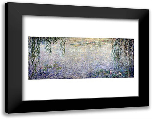 Waterlilies: Morning with Weeping Willows, detail of the central section, 1915-26 28x22 Black Modern Wood Framed Art Print Poster by Monet, Claude