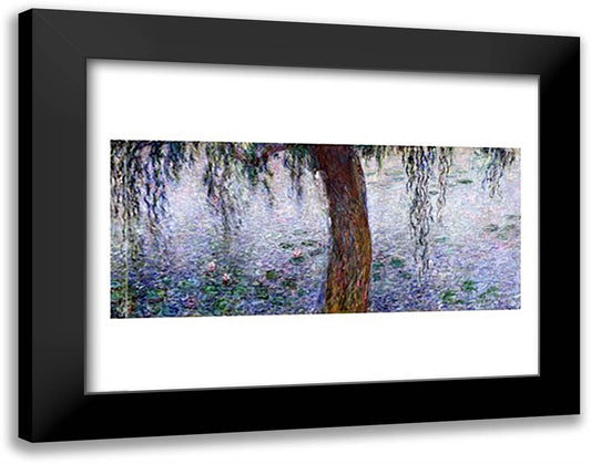 Waterlilies: Morning with Weeping Willows, detail of the right section, 1915-26 28x22 Black Modern Wood Framed Art Print Poster by Monet, Claude
