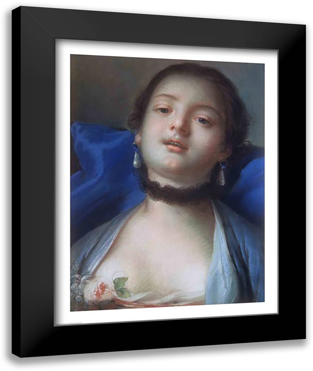 Portrait of a Woman 22x28 Black Modern Wood Framed Art Print Poster by Boucher, Francois