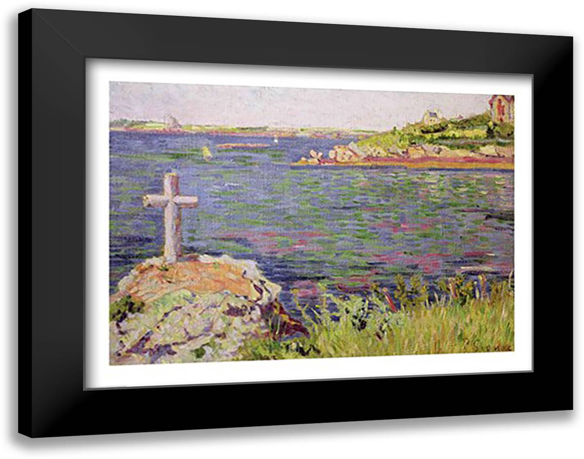 Saint-Briac, the Sailor's Cross, 1885 28x22 Black Modern Wood Framed Art Print Poster by Signac, Paul