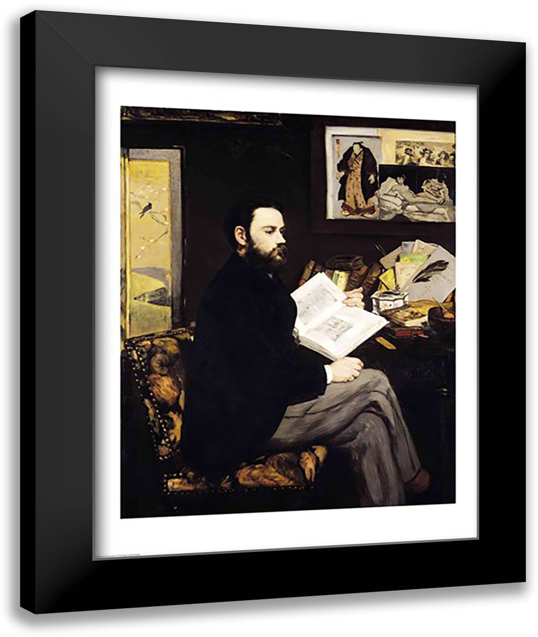 Portrait of Emile Zola 22x28 Black Modern Wood Framed Art Print Poster by Manet, Edouard