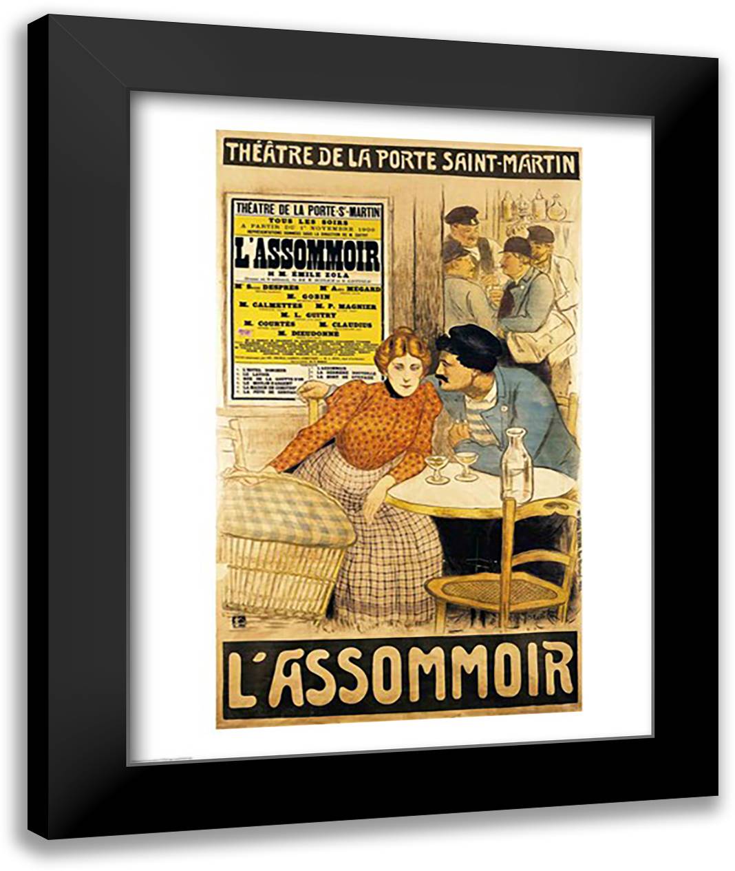 Poster advertising 'L'Assommoir' 22x28 Black Modern Wood Framed Art Print Poster by Steinlen, Theophile-Alexandre