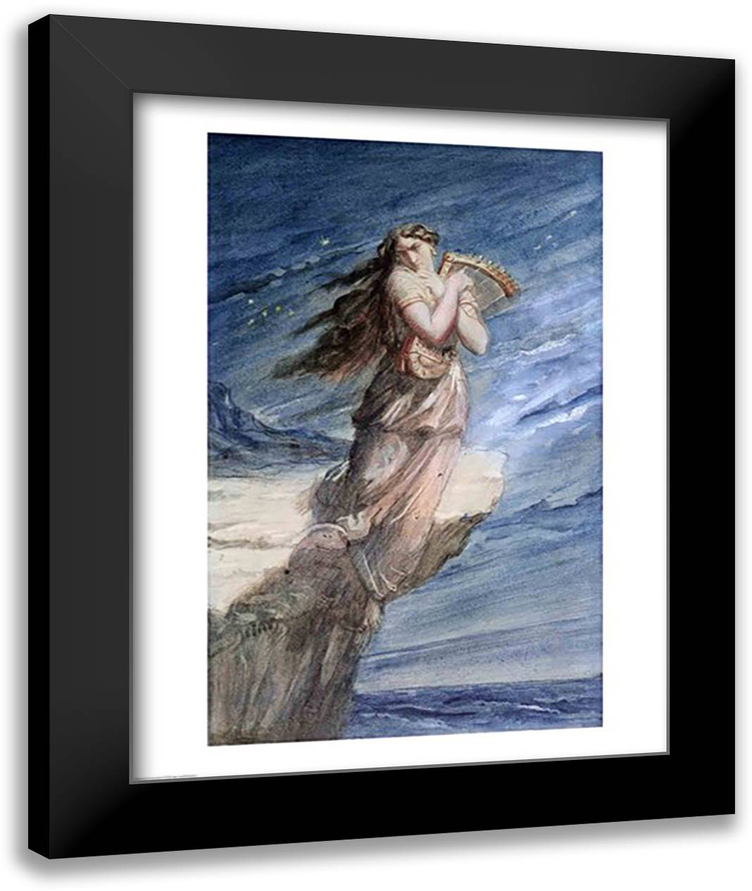 The Death of Sappho 22x28 Black Modern Wood Framed Art Print Poster by Chasseriau, Theodore