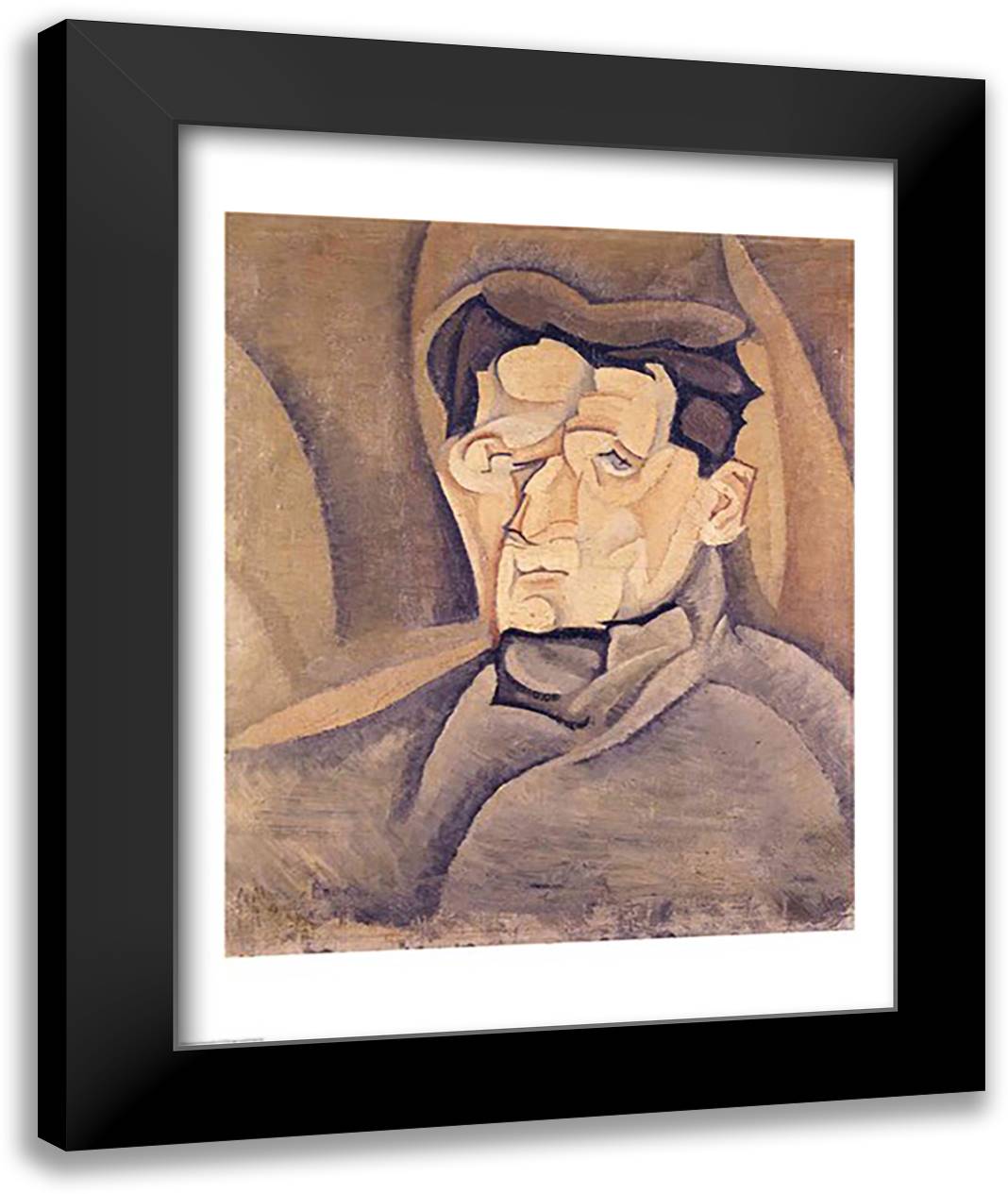 Portrait of Maurice Raynal 22x28 Black Modern Wood Framed Art Print Poster by Gris, Juan