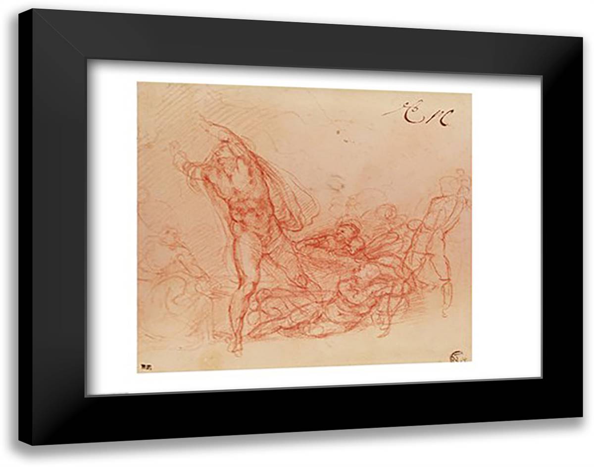 The Resurrection of Christ, c.1536-38 28x22 Black Modern Wood Framed Art Print Poster by Michelangelo