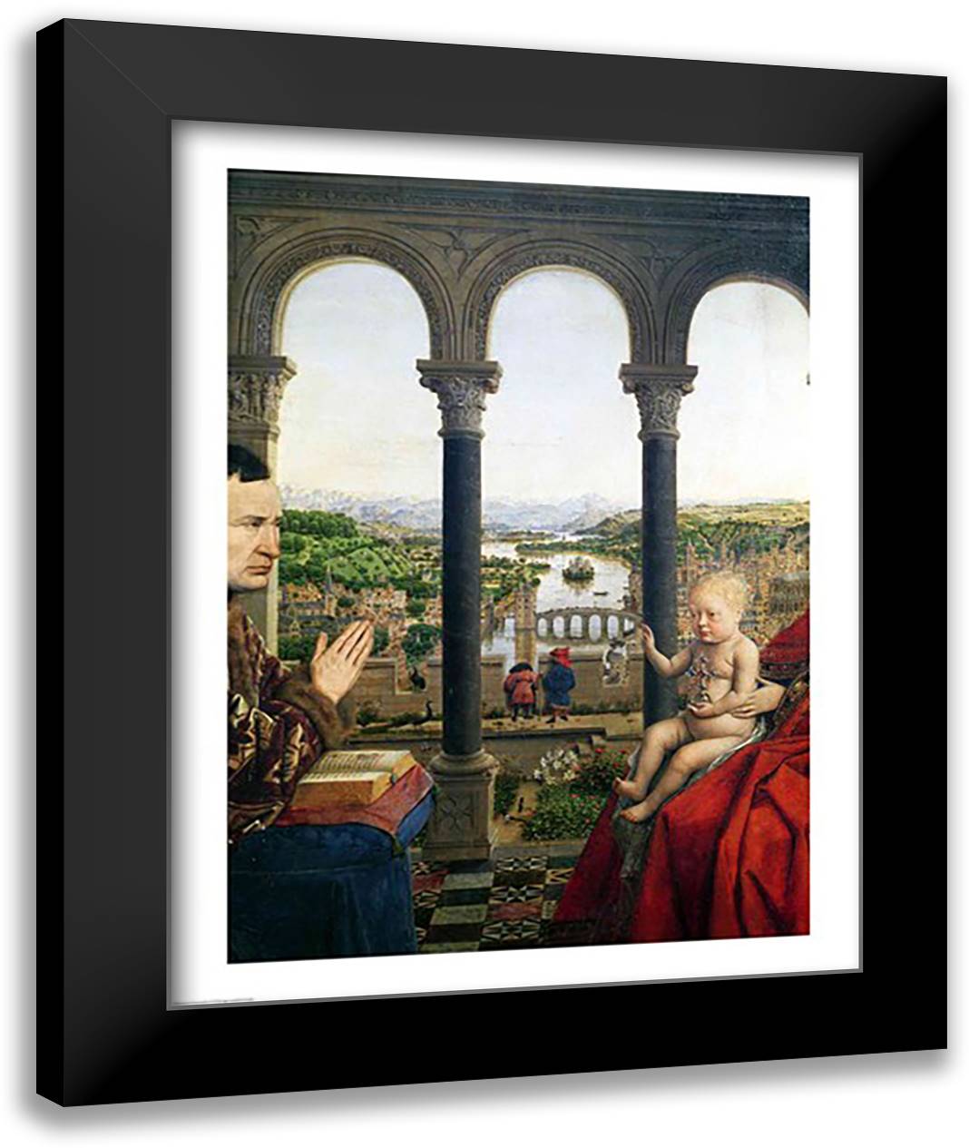 The Rolin Madonna 22x28 Black Modern Wood Framed Art Print Poster by Eyck, Jan Van