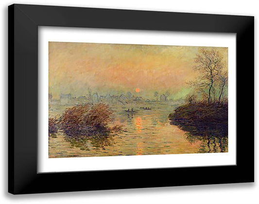Sun Setting over the Seine at Lavacourt. Winter Effect, 1880 28x22 Black Modern Wood Framed Art Print Poster by Monet, Claude