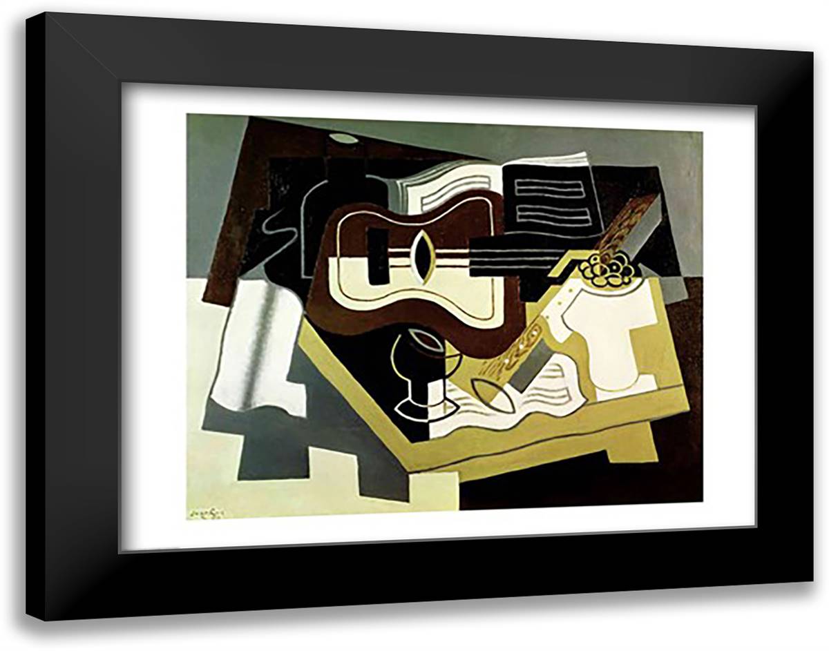 Guitar and Clarinet, 1920 28x22 Black Modern Wood Framed Art Print Poster by Gris, Juan