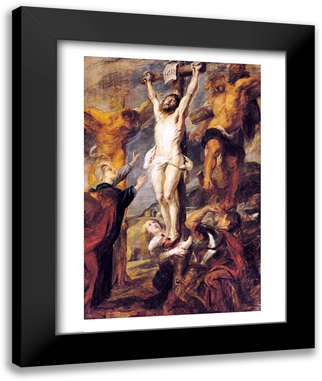 Christ Between the Two Thieves 22x28 Black Modern Wood Framed Art Print Poster by Rubens, Peter Paul