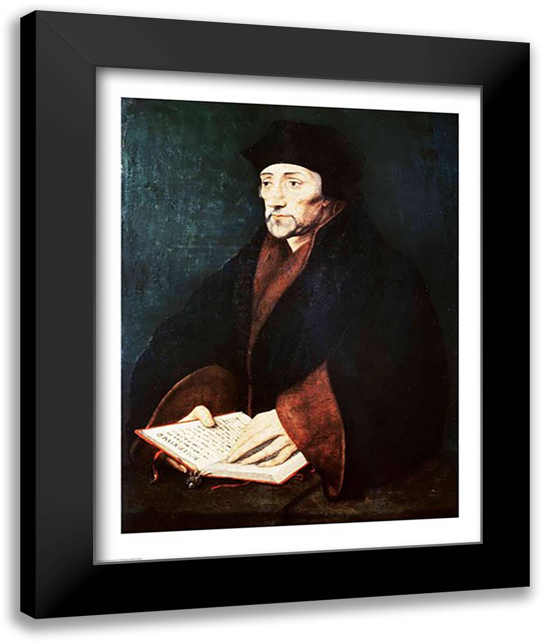 Portrait of Desiderius Erasmus 22x28 Black Modern Wood Framed Art Print Poster by Holbein, Hans