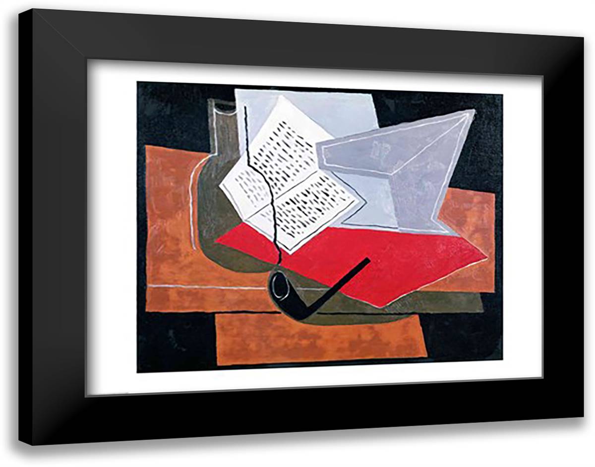 Bowl and Book 28x22 Black Modern Wood Framed Art Print Poster by Gris, Juan