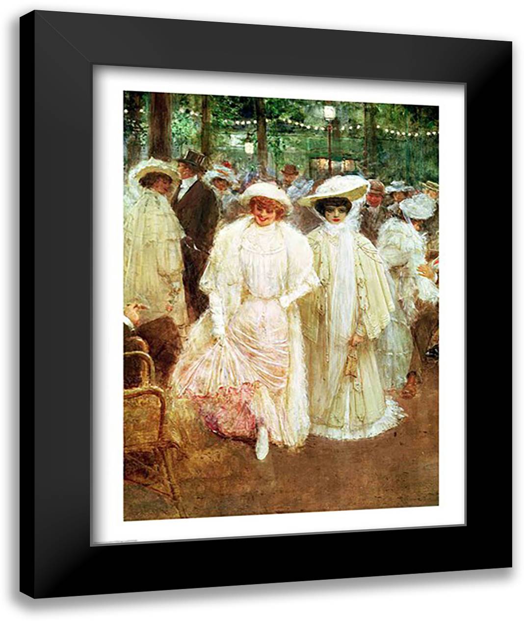 The Gardens of Paris 22x28 Black Modern Wood Framed Art Print Poster by Beraud, Jean