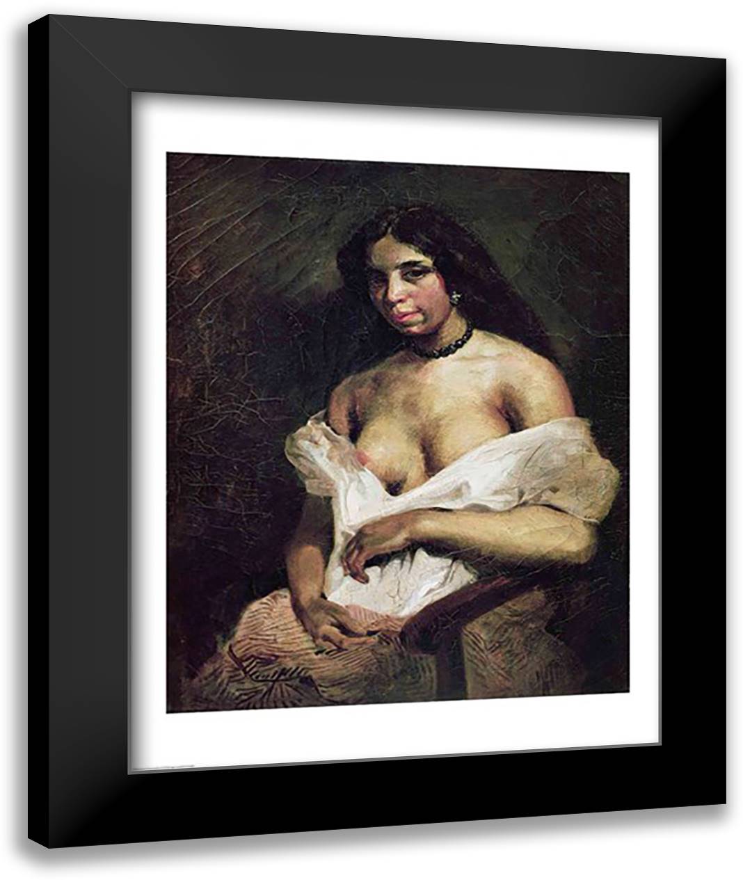 A Mulatto Woman 22x28 Black Modern Wood Framed Art Print Poster by Delacroix, Eugene