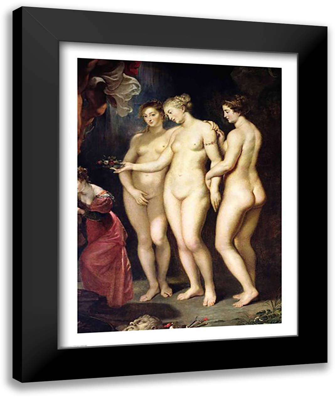 The Medici Cycle: Education of Marie de Medici, detail of the Three Graces 22x28 Black Modern Wood Framed Art Print Poster by Rubens, Peter Paul