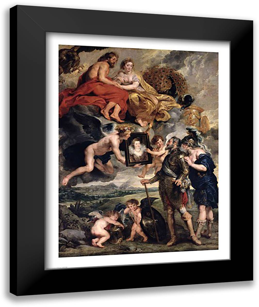 The Medici Cycle: Henri IV Receiving the Portrait of Marie de Medici 22x28 Black Modern Wood Framed Art Print Poster by Rubens, Peter Paul