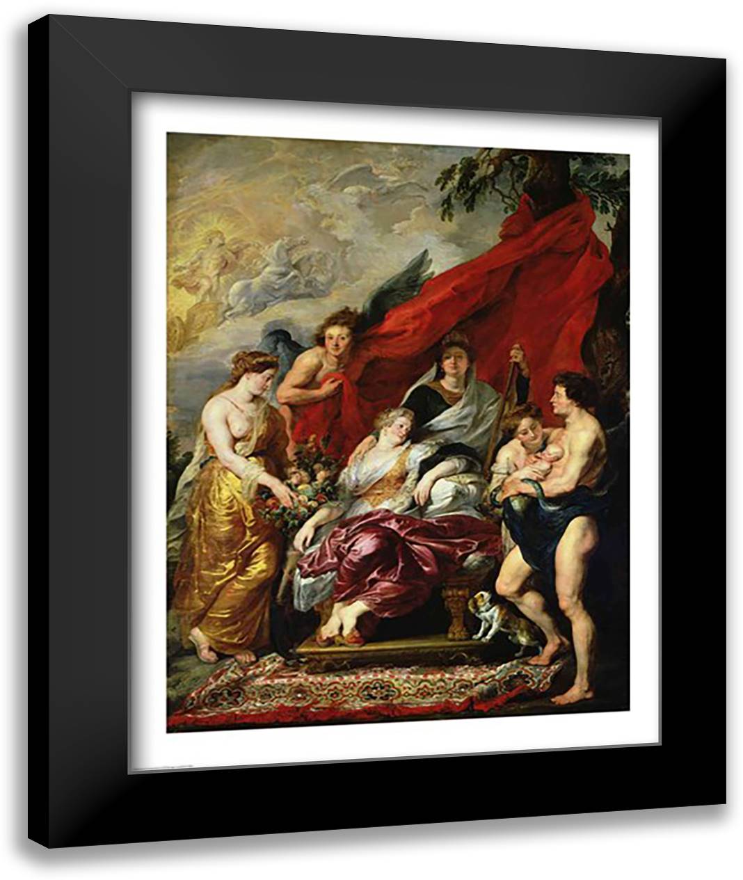 The Birth of Louis XIII 22x28 Black Modern Wood Framed Art Print Poster by Rubens, Peter Paul