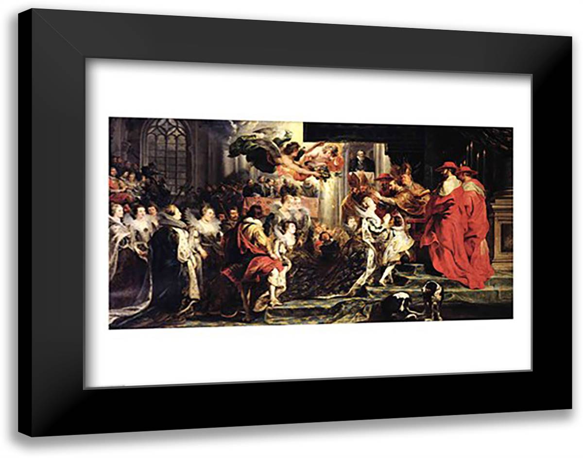 The Coronation of Marie de Medici 28x22 Black Modern Wood Framed Art Print Poster by Rubens, Peter Paul