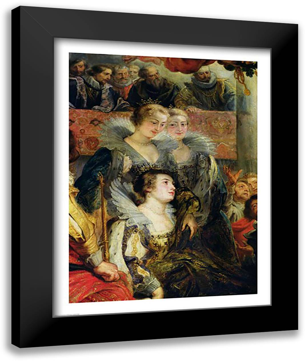 The Medici Cycle: The Coronation of Marie de Medici, detail of the Princesses of Guemenee and Conti 22x28 Black Modern Wood Framed Art Print Poster by Rubens, Peter Paul