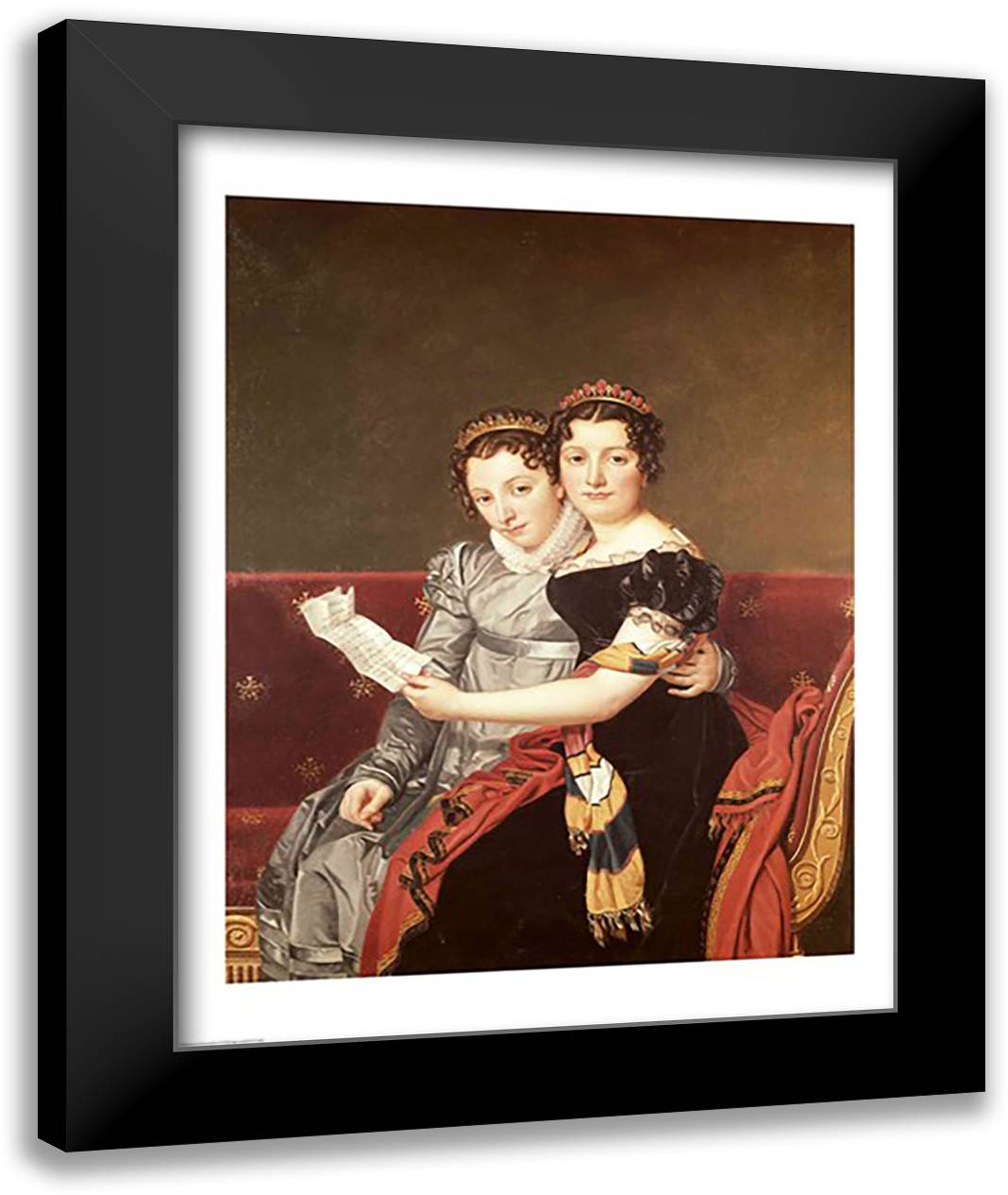 Zenaide and Charlotte 22x28 Black Modern Wood Framed Art Print Poster by David, Jacques-Louis
