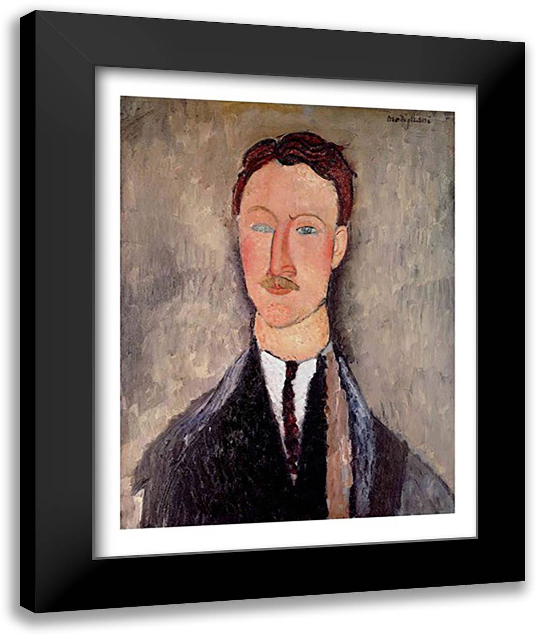Portrait of Leopold Survage 22x28 Black Modern Wood Framed Art Print Poster by Modigliani, Amedeo