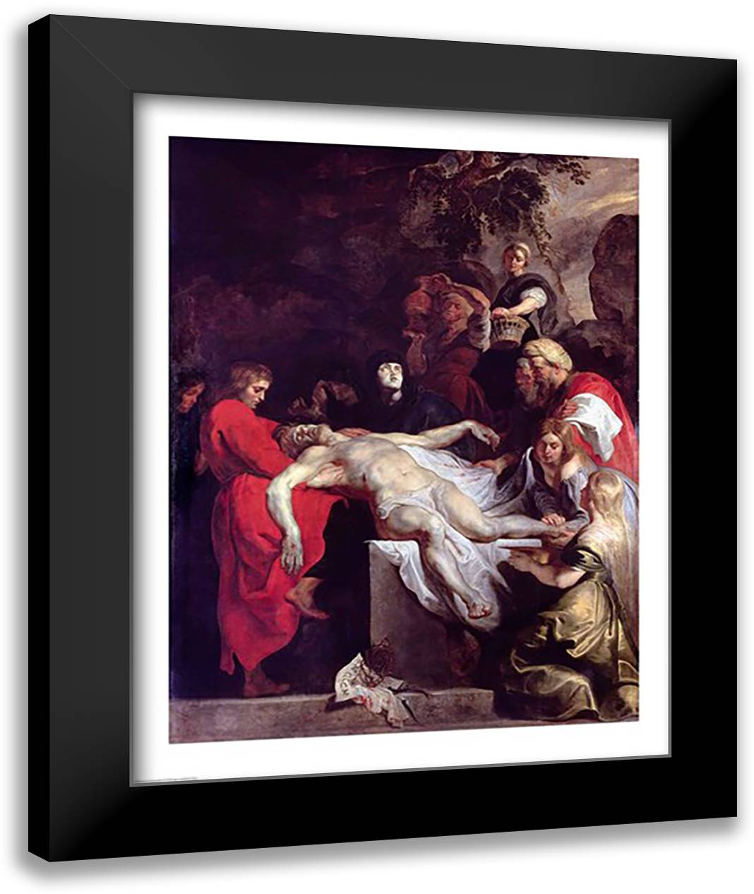 The Entombment 22x28 Black Modern Wood Framed Art Print Poster by Rubens, Peter Paul