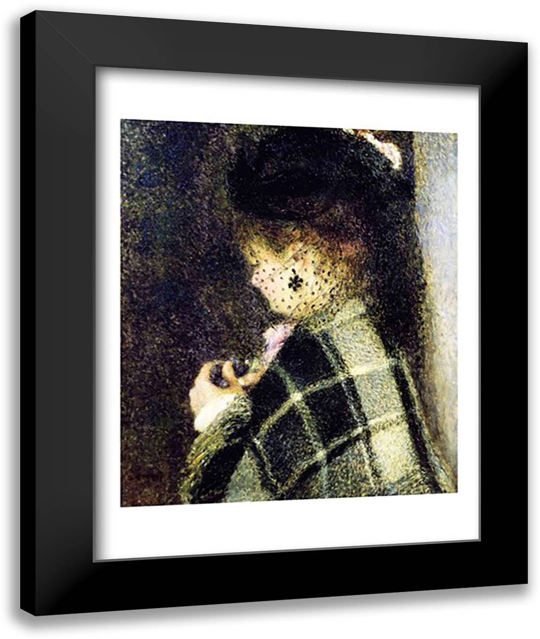Young Woman with a Small Veil, c.1875 22x28 Black Modern Wood Framed Art Print Poster by Renoir, Pierre-Auguste