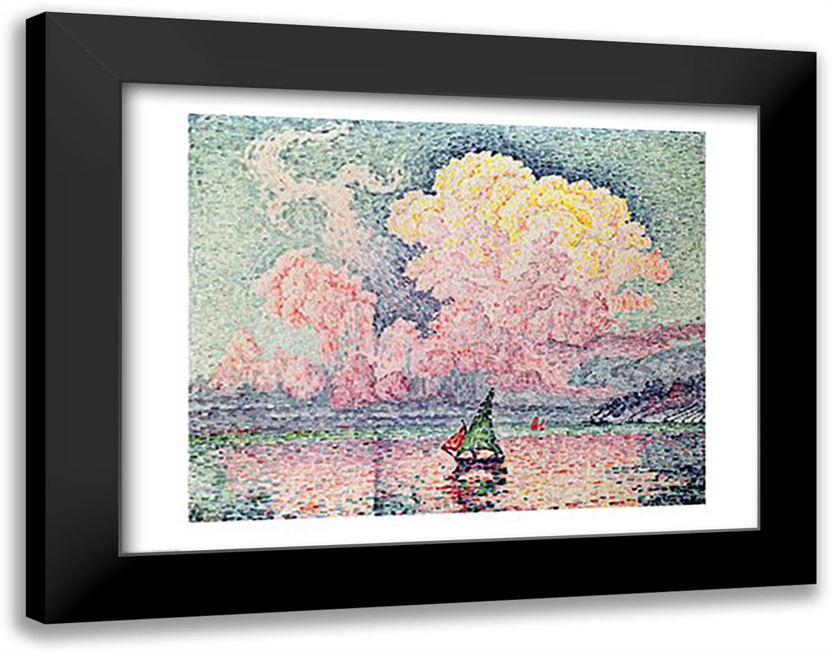 Antibes, the Pink Cloud, 1916 28x22 Black Modern Wood Framed Art Print Poster by Signac, Paul