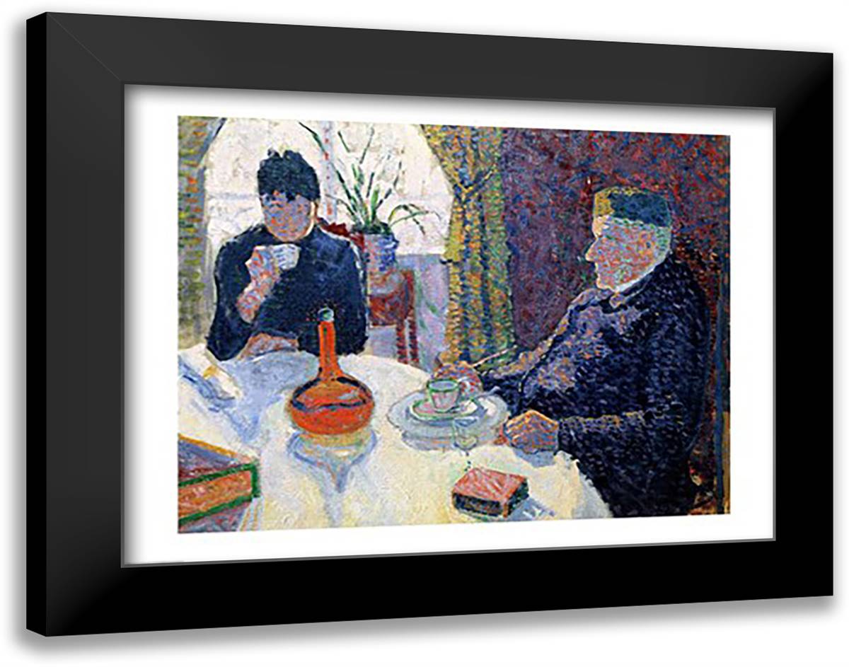 Study for The Dining Room, c.1886 28x22 Black Modern Wood Framed Art Print Poster by Signac, Paul