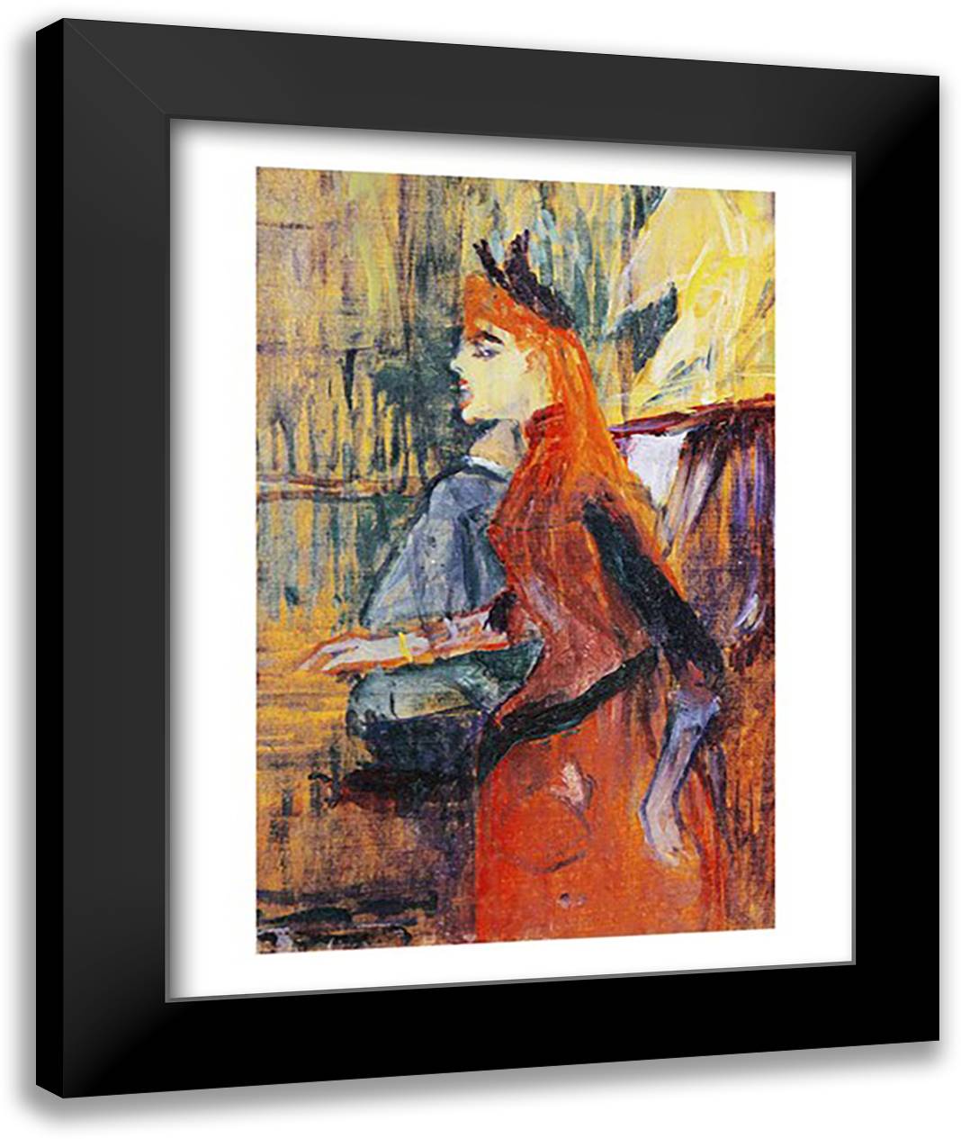 The Singing Lesson, 1882 22x28 Black Modern Wood Framed Art Print Poster by Toulouse-Lautrec, Henri de