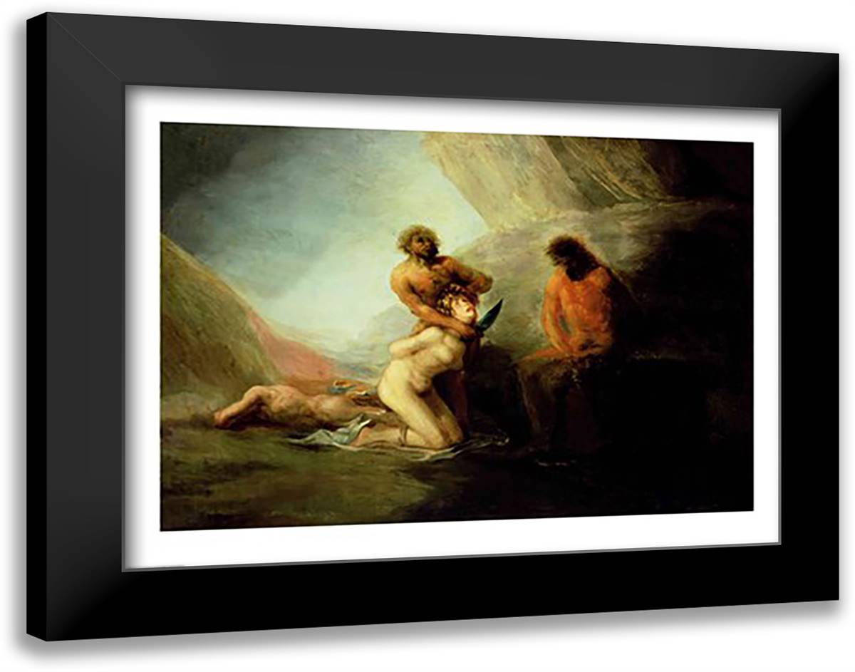 The Execution 28x22 Black Modern Wood Framed Art Print Poster by Goya, Francisco De