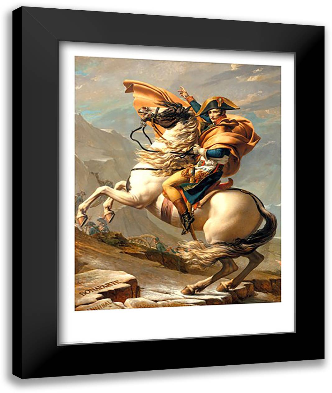 Napoleon (1769-1821) Crossing the Alps at the St Bernard Pass 22x28 Black Modern Wood Framed Art Print Poster by David, Jacques-Louis