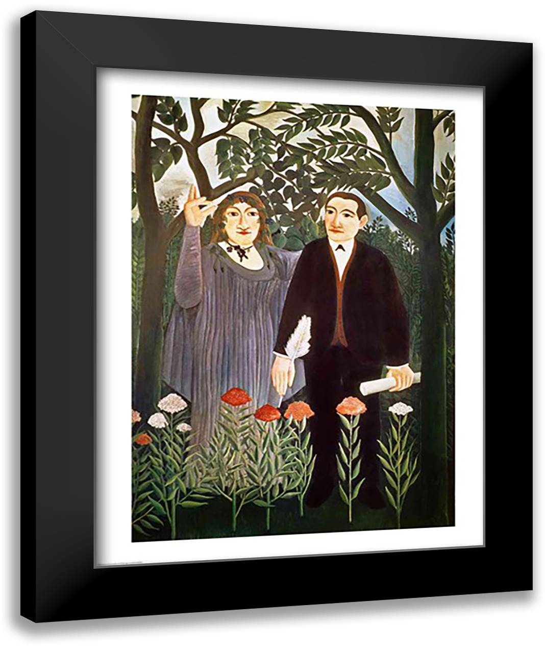 The Muse Inspiring the Poet 22x28 Black Modern Wood Framed Art Print Poster by Rousseau, Henri