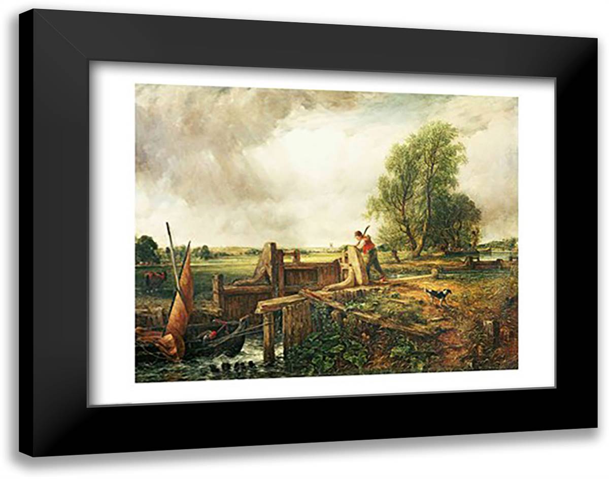 Weymouth Bay with Approaching Storm 28x22 Black Modern Wood Framed Art Print Poster by Constable, John