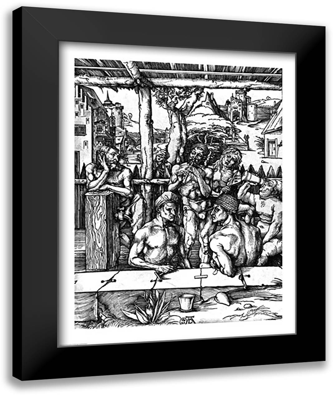 The Men's Bath, c.1498 22x28 Black Modern Wood Framed Art Print Poster by Durer, Albrecht