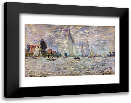 The Boats, or Regatta at Argenteuil, c.1874 28x22 Black Modern Wood Framed Art Print Poster by Monet, Claude