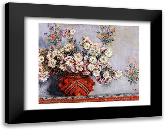 Chrysanthemums, 1878 28x22 Black Modern Wood Framed Art Print Poster by Monet, Claude