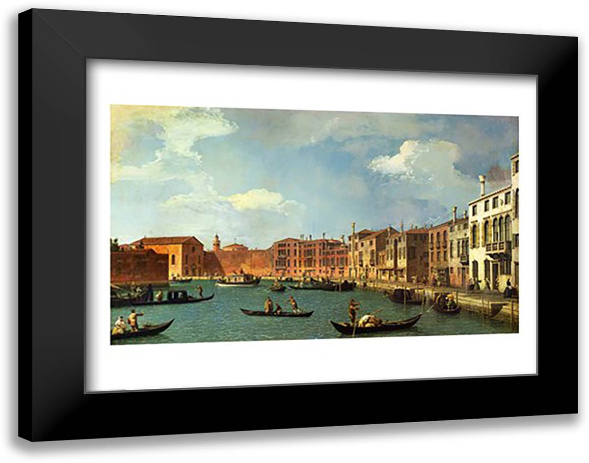 View of the Canal of Santa Chiara, Venice 28x22 Black Modern Wood Framed Art Print Poster by Canaletto, Giovanni Antonio