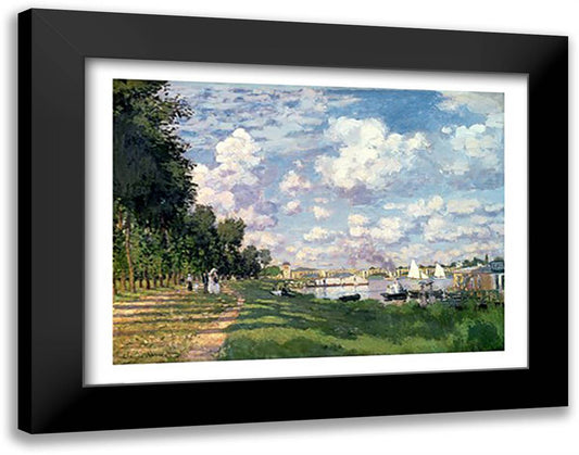 The Marina at Argenteuil, 1872 28x22 Black Modern Wood Framed Art Print Poster by Monet, Claude