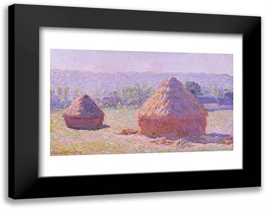 The Haystacks, or The End of the Summer, at Giverny, 1891 28x22 Black Modern Wood Framed Art Print Poster by Monet, Claude