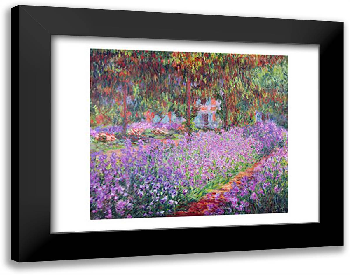 The Artist's Garden at Giverny, 1900 28x22 Black Modern Wood Framed Art Print Poster by Monet, Claude
