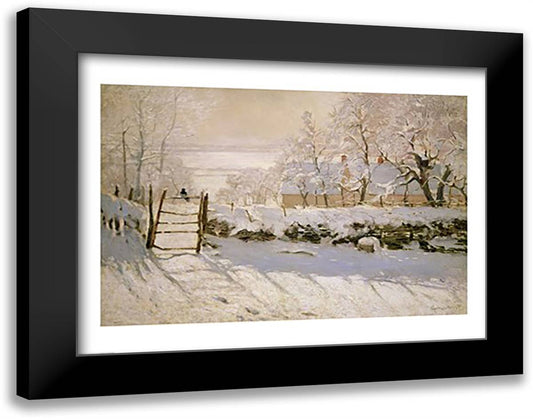 The Magpie, 1869 28x22 Black Modern Wood Framed Art Print Poster by Monet, Claude