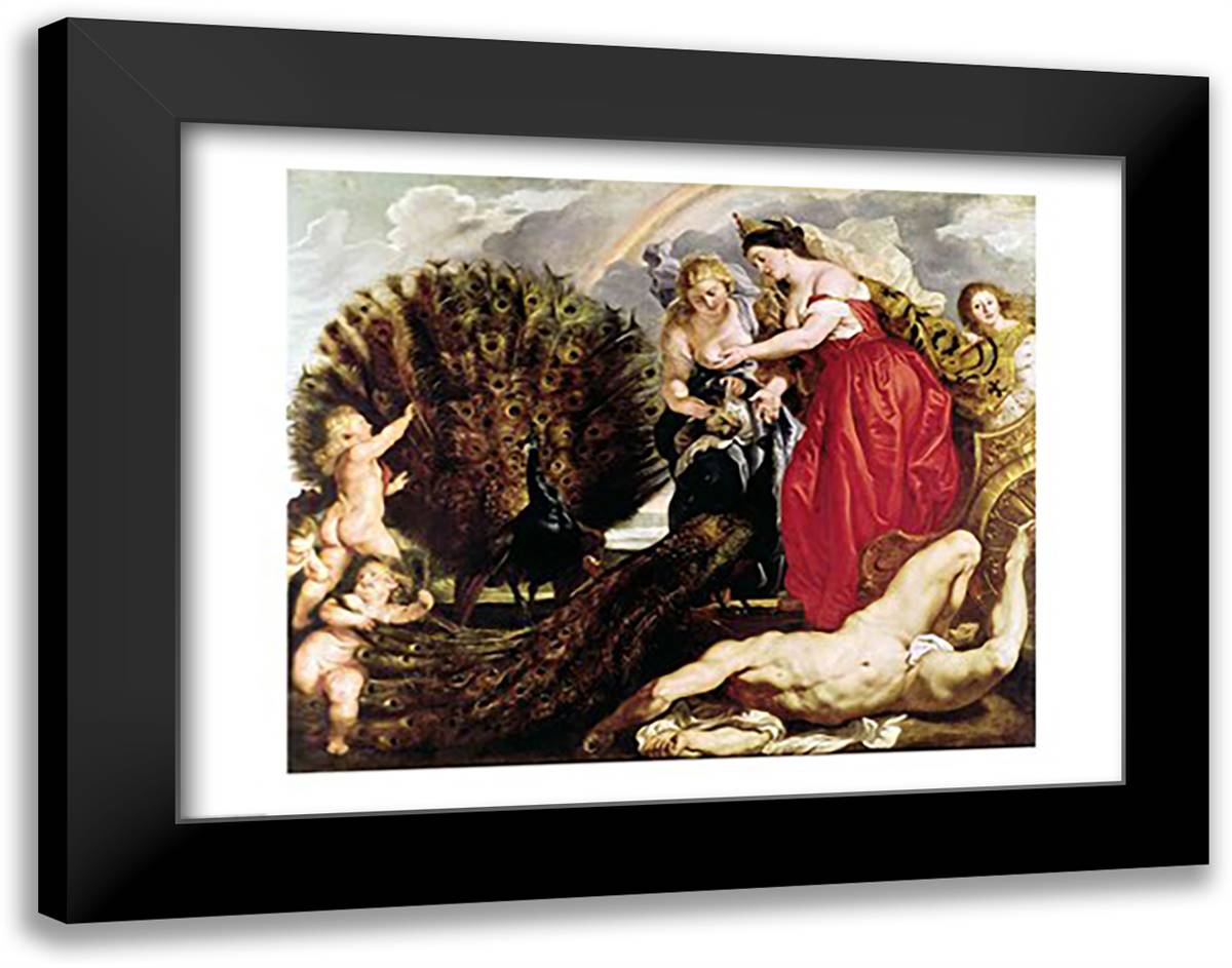 Juno and Argus, 1611 28x22 Black Modern Wood Framed Art Print Poster by Rubens, Peter Paul