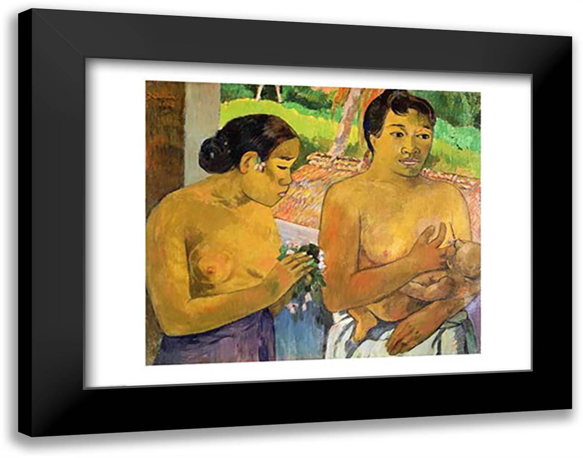 The Offering, 1902 28x22 Black Modern Wood Framed Art Print Poster by Gauguin, Paul
