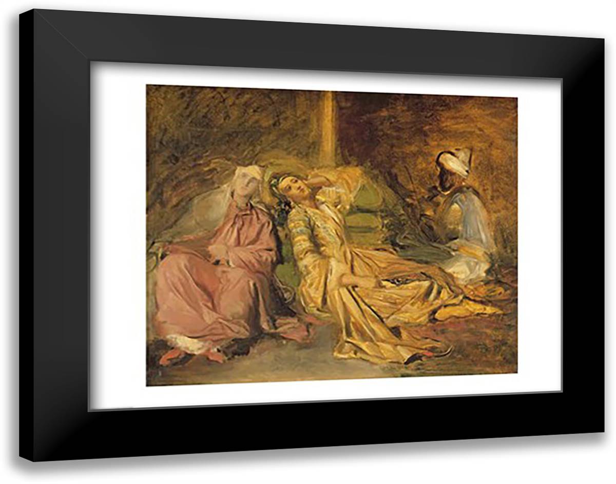 Study for the Interior of a Harem 28x22 Black Modern Wood Framed Art Print Poster by Chasseriau, Theodore