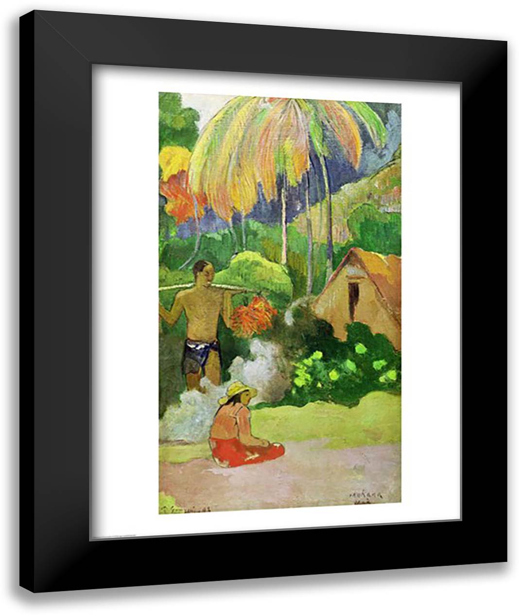 Landscape in Tahiti 22x28 Black Modern Wood Framed Art Print Poster by Gauguin, Paul