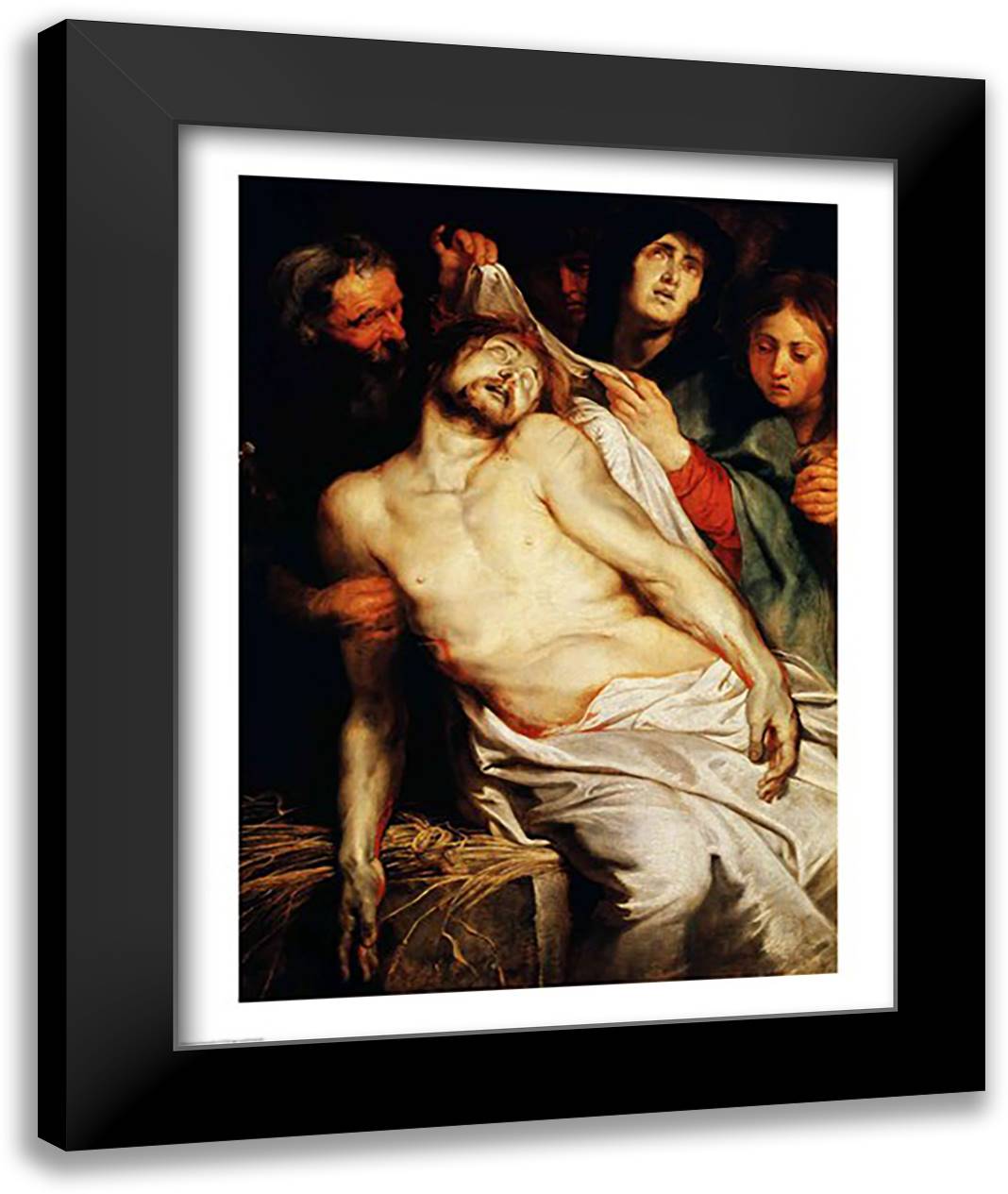 Triptych of Christ on the Straw 22x28 Black Modern Wood Framed Art Print Poster by Rubens, Peter Paul