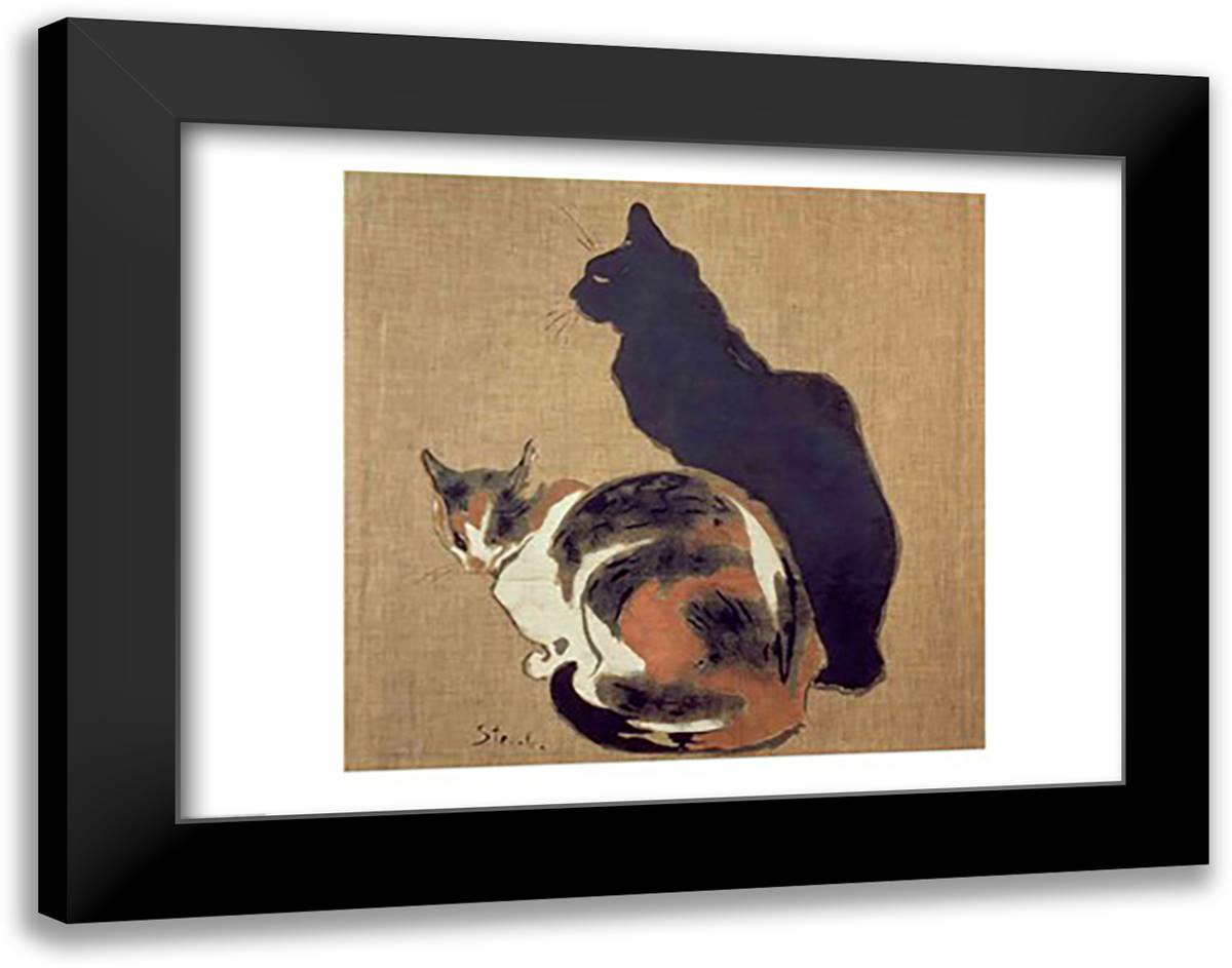 Poster advertising 'Pure Sterilised Milk from La Vingeanne' 28x22 Black Modern Wood Framed Art Print Poster by Steinlen, Theophile-Alexandre
