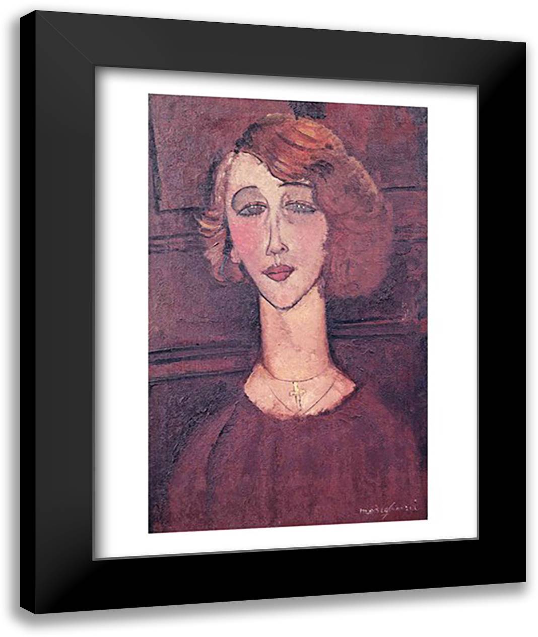 Renee, 1917 22x28 Black Modern Wood Framed Art Print Poster by Modigliani, Amedeo